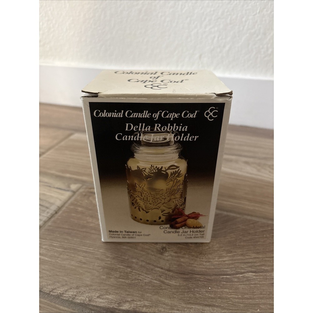 Colonial Candle Of Cape Cod Della Robbia Candle Jar Holder Metal‎ Brass Finish